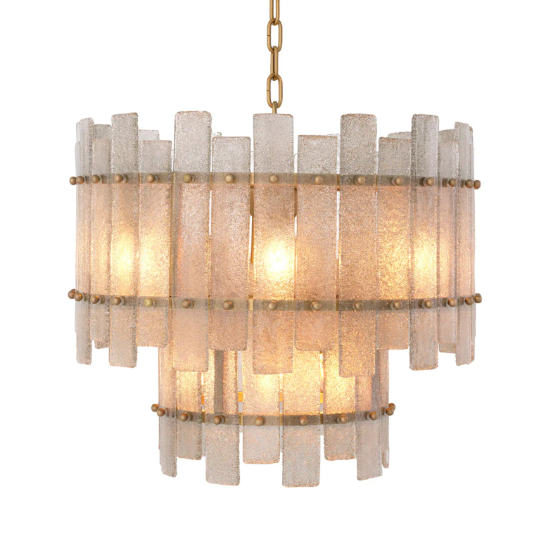 Chandelier Caprera Antique brass finish | hand blown glass by Eichholtz-Renaissance Design Studio