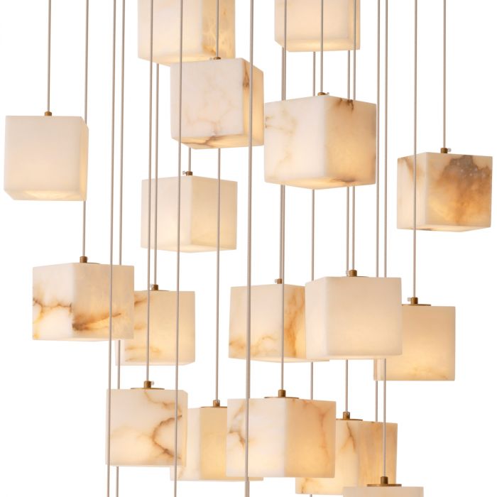 Chandelier Duboce in antique brass and alabaster by Eichholtz-Chandelier-Renaissance Design Studio