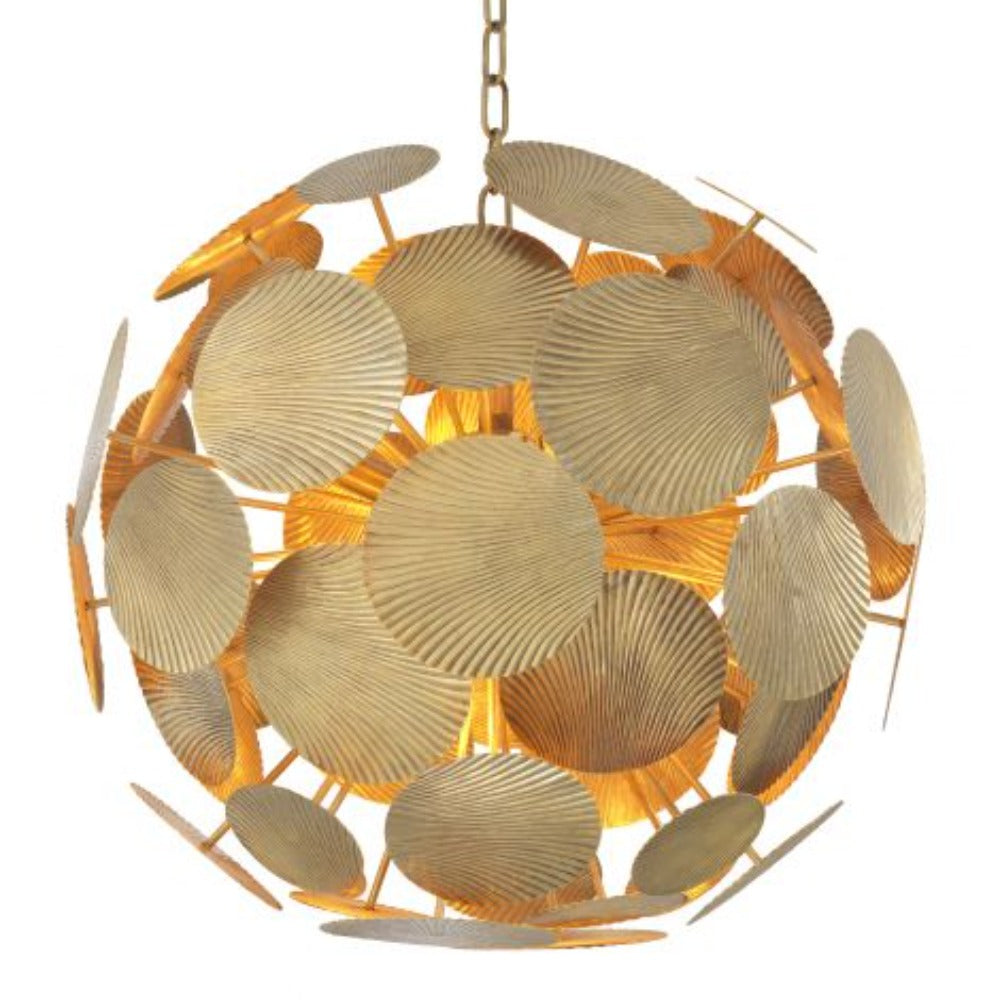 Chandelier Duvall in Vintage brass Large by Eichholtz.-Renaissance Design Studio