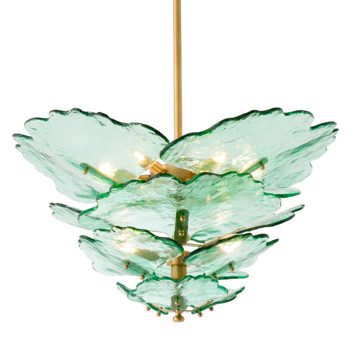 Chandelier Florina Antique Brass With Green Glass by Eichholtz Ex showroom Save 50%-Renaissance Design Studio