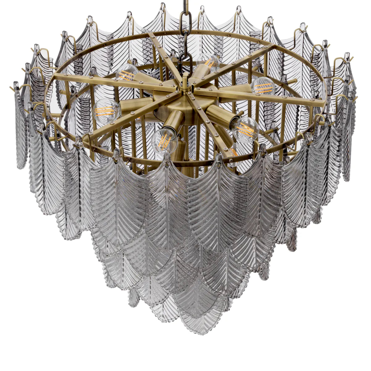 Chandelier Verbier Light Brushed brass smoked glass by Eichholtz-Chandeliers-Renaissance Design Studio