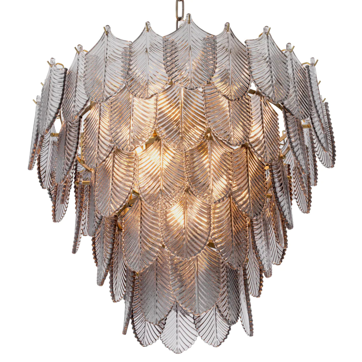 Chandelier Verbier Light Brushed brass smoked glass by Eichholtz-Chandeliers-Renaissance Design Studio