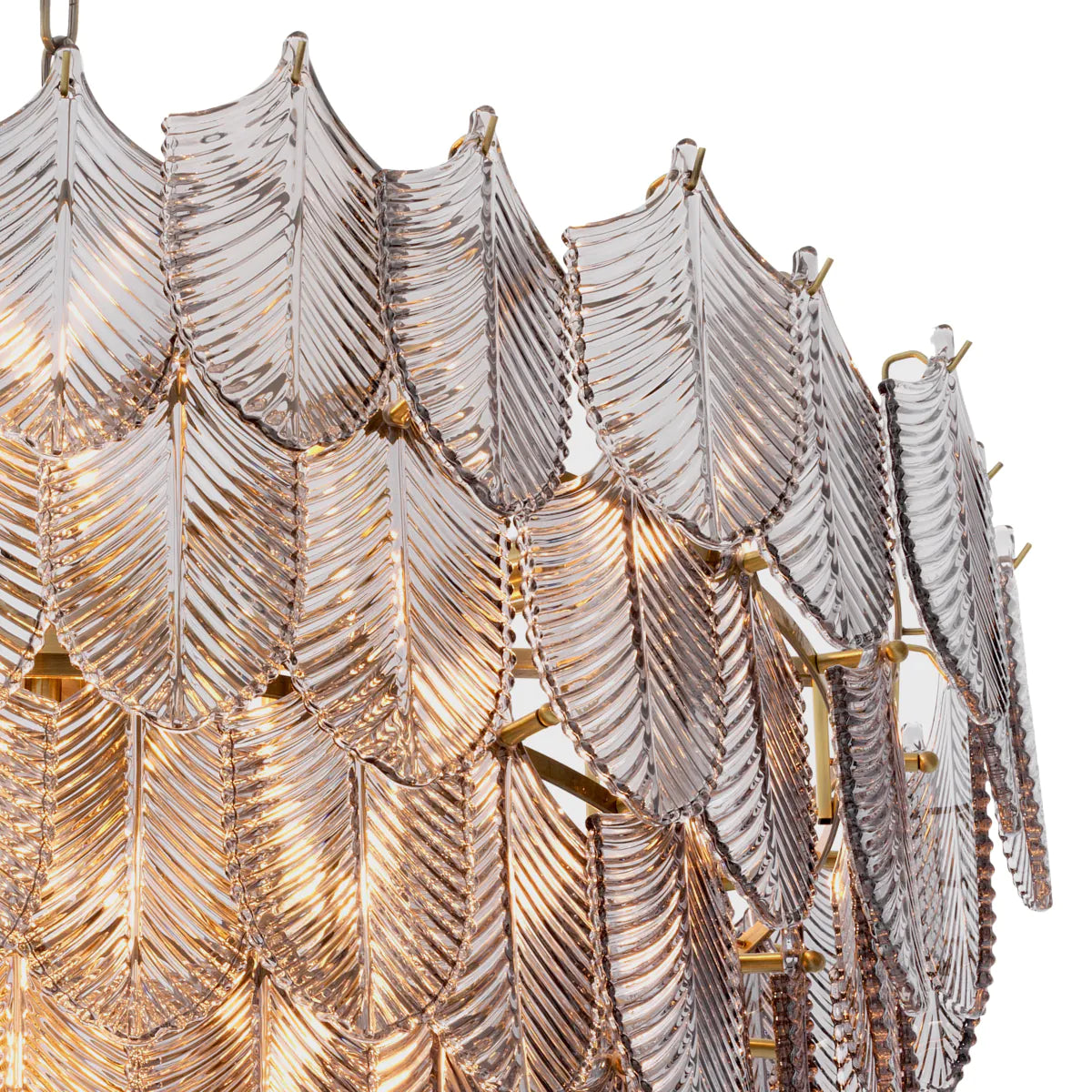 Chandelier Verbier Light Brushed brass smoked glass by Eichholtz Large-Renaissance Design Studio