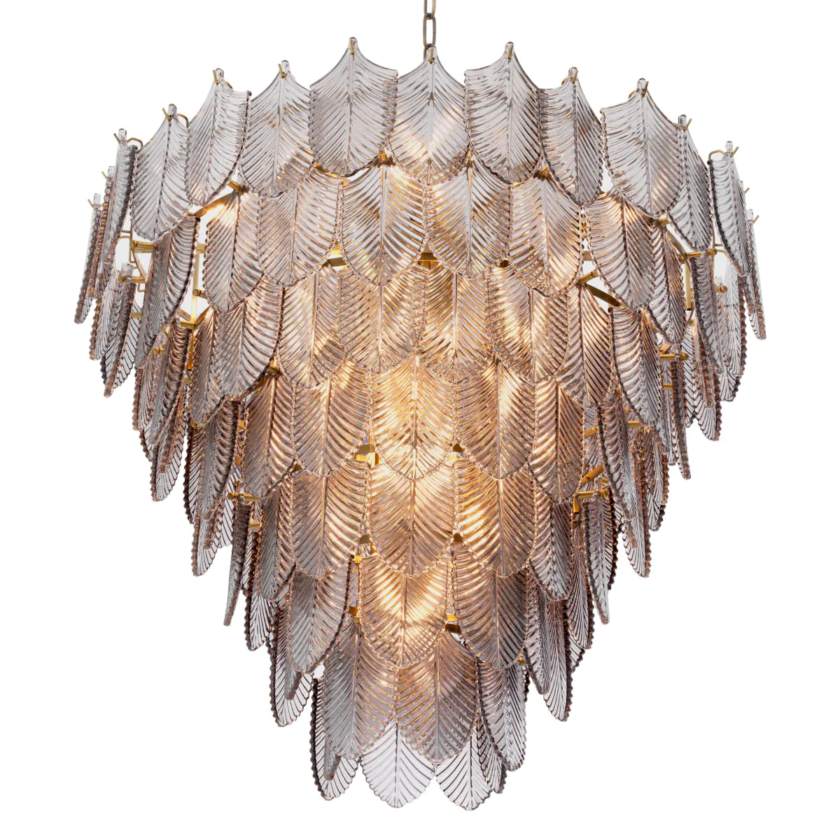 Chandelier Verbier Light Brushed brass smoked glass by Eichholtz Large-Renaissance Design Studio