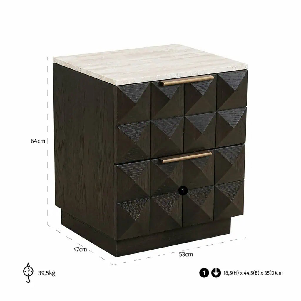 Charles 2-drawer nightstand (Brown)-BEDSIDE CABINET-Renaissance Design Studio