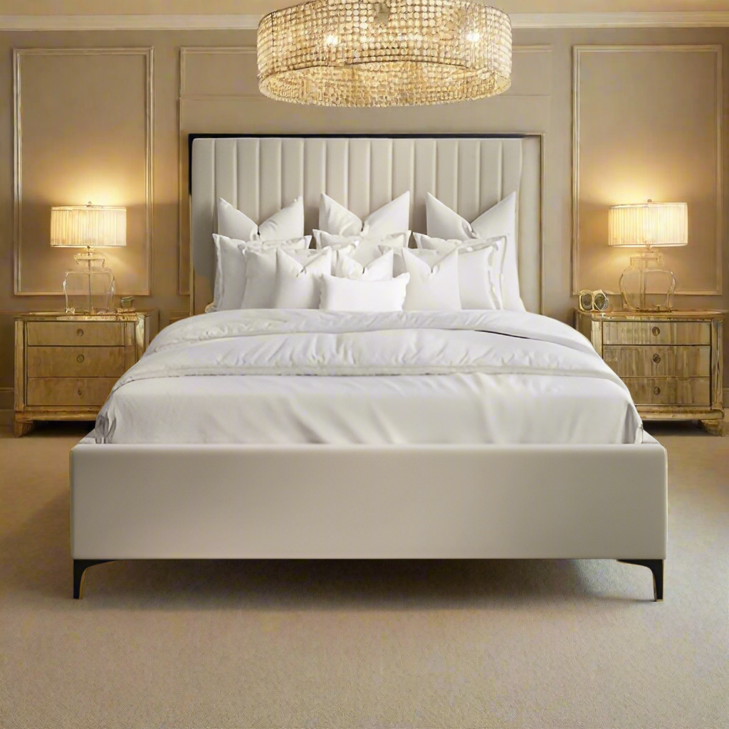 Chelsea Belle designer bed in cream with black trim-Renaissance Design Studio