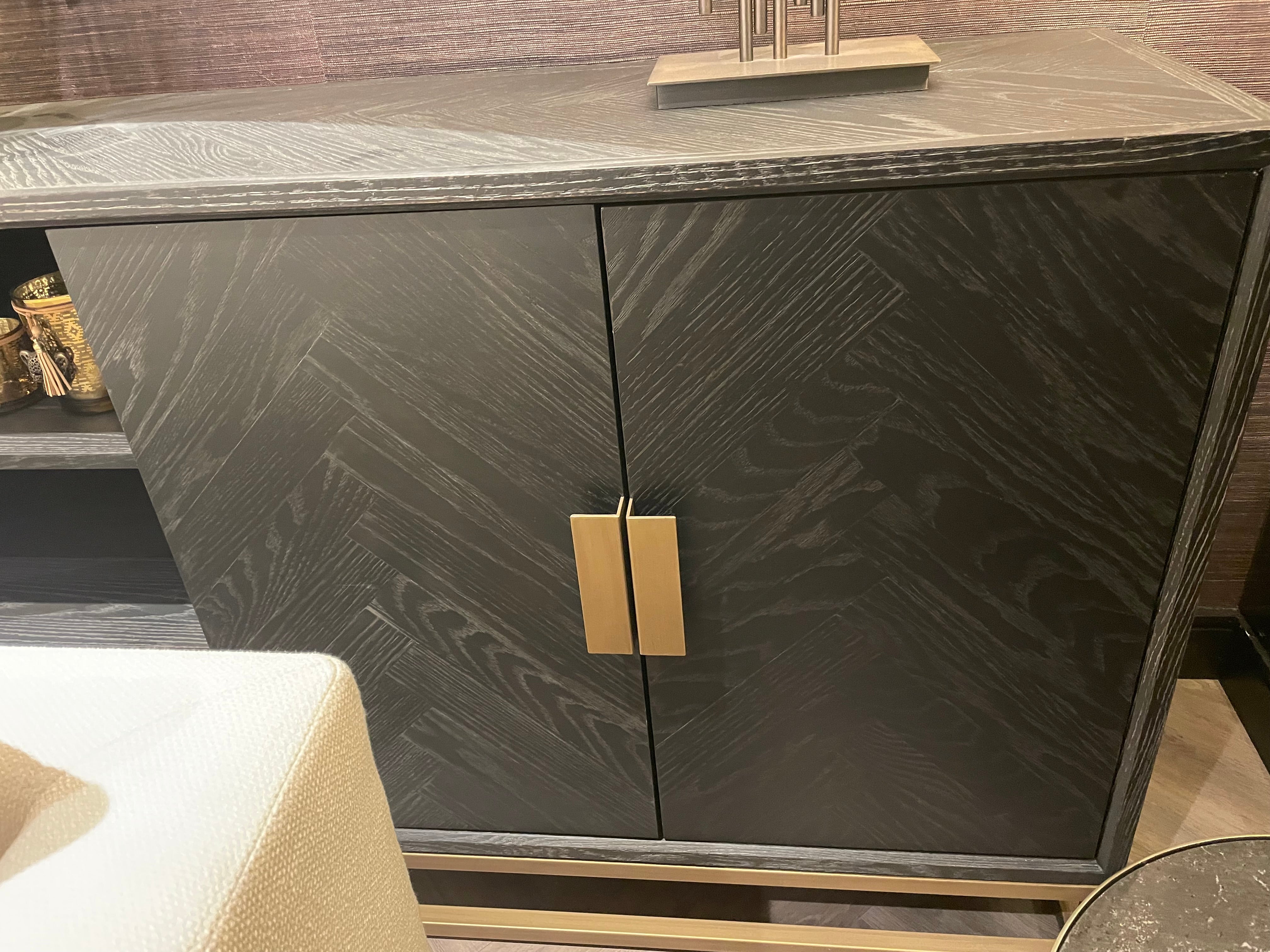 Chelsea Blake Herringbone Sideboard with gold accents-Sideboard-Renaissance Design Studio