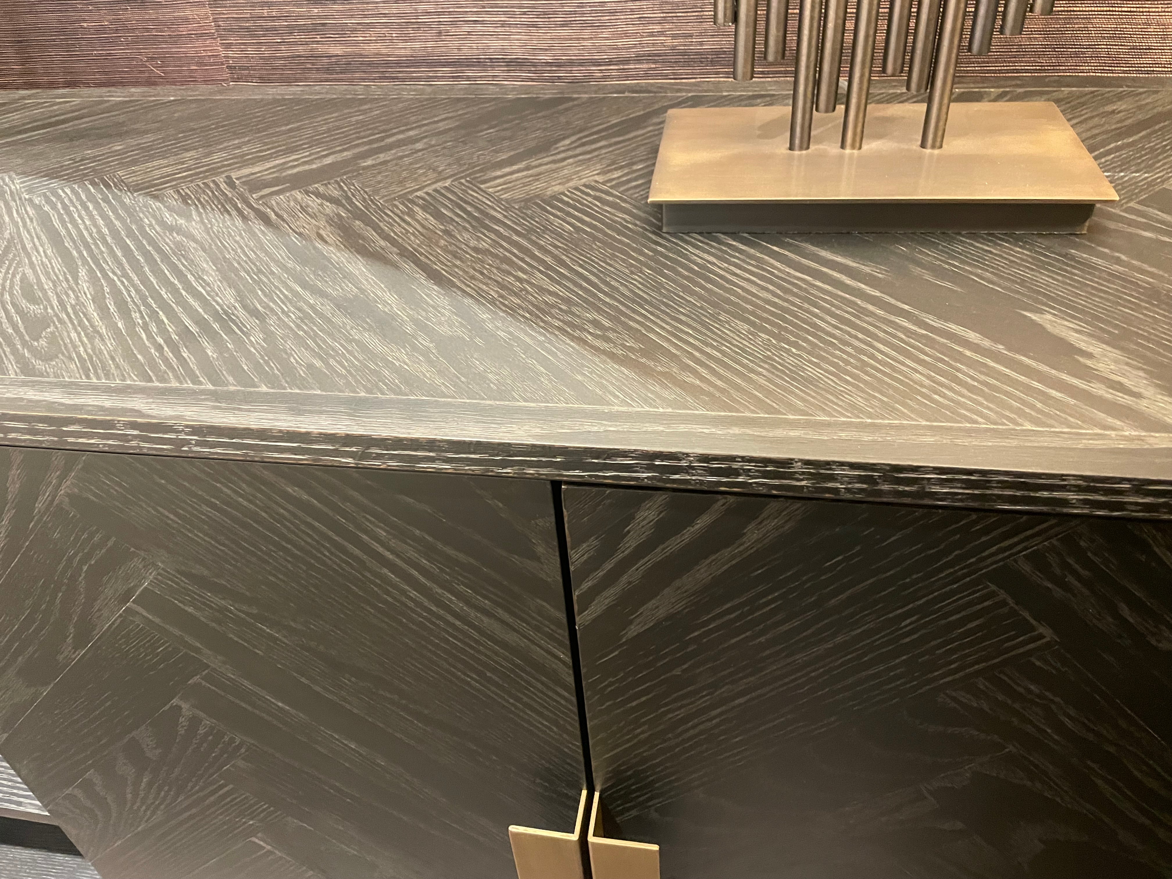 Chelsea Blake Herringbone Sideboard with gold accents-Sideboard-Renaissance Design Studio