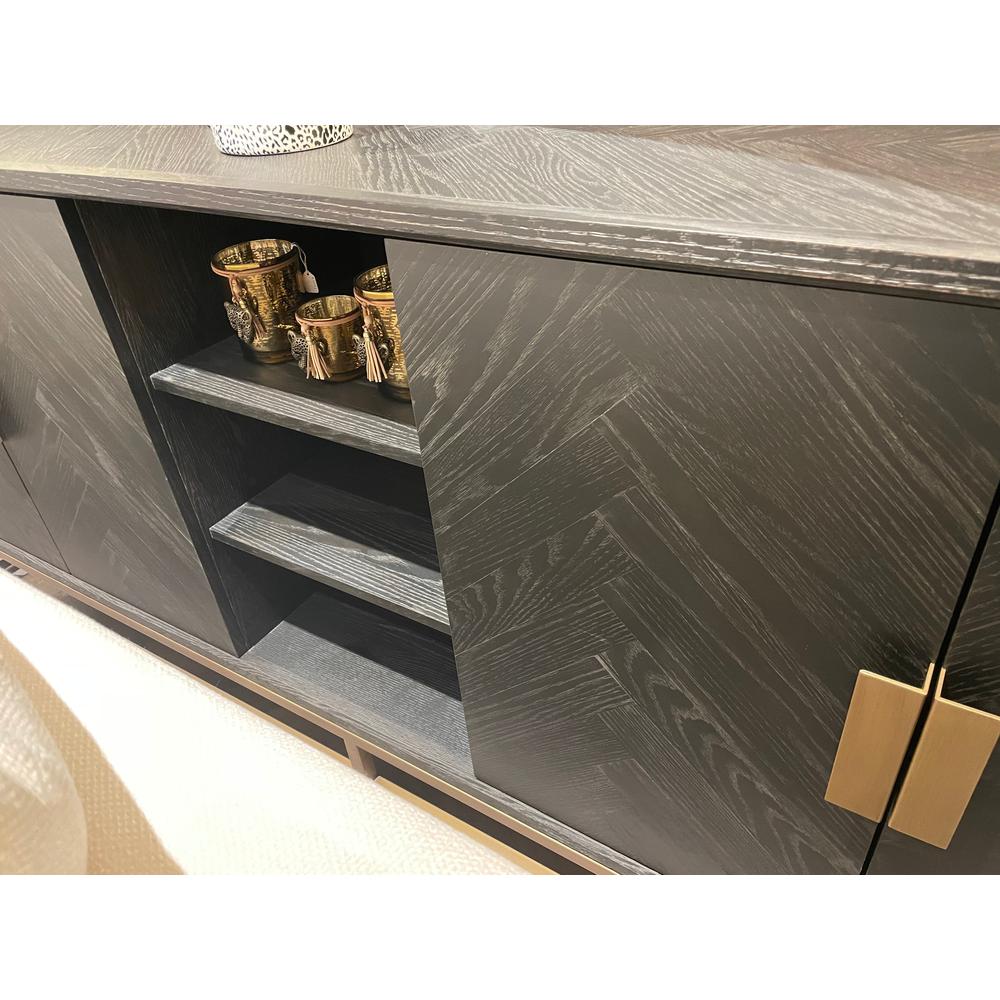 Chelsea Blake Herringbone Sideboard with gold accents-Renaissance Design Studio