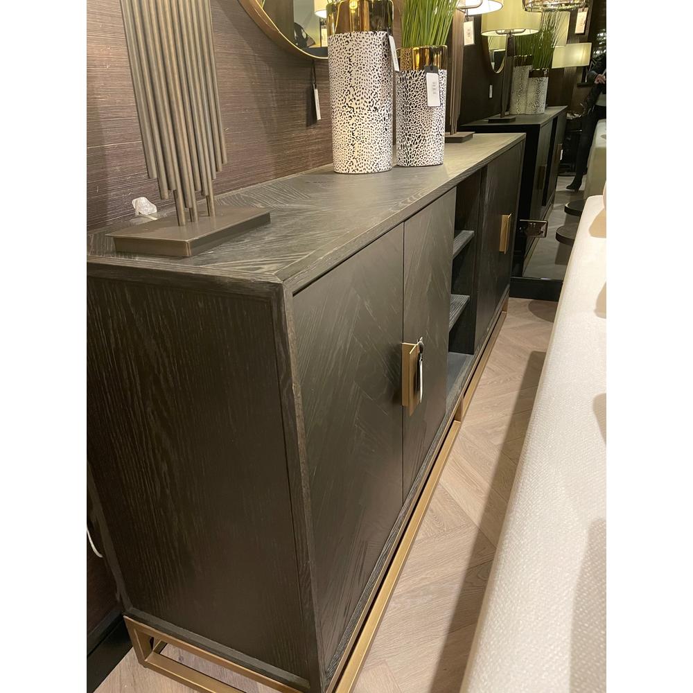 Chelsea Blake Herringbone Sideboard with gold accents-Renaissance Design Studio
