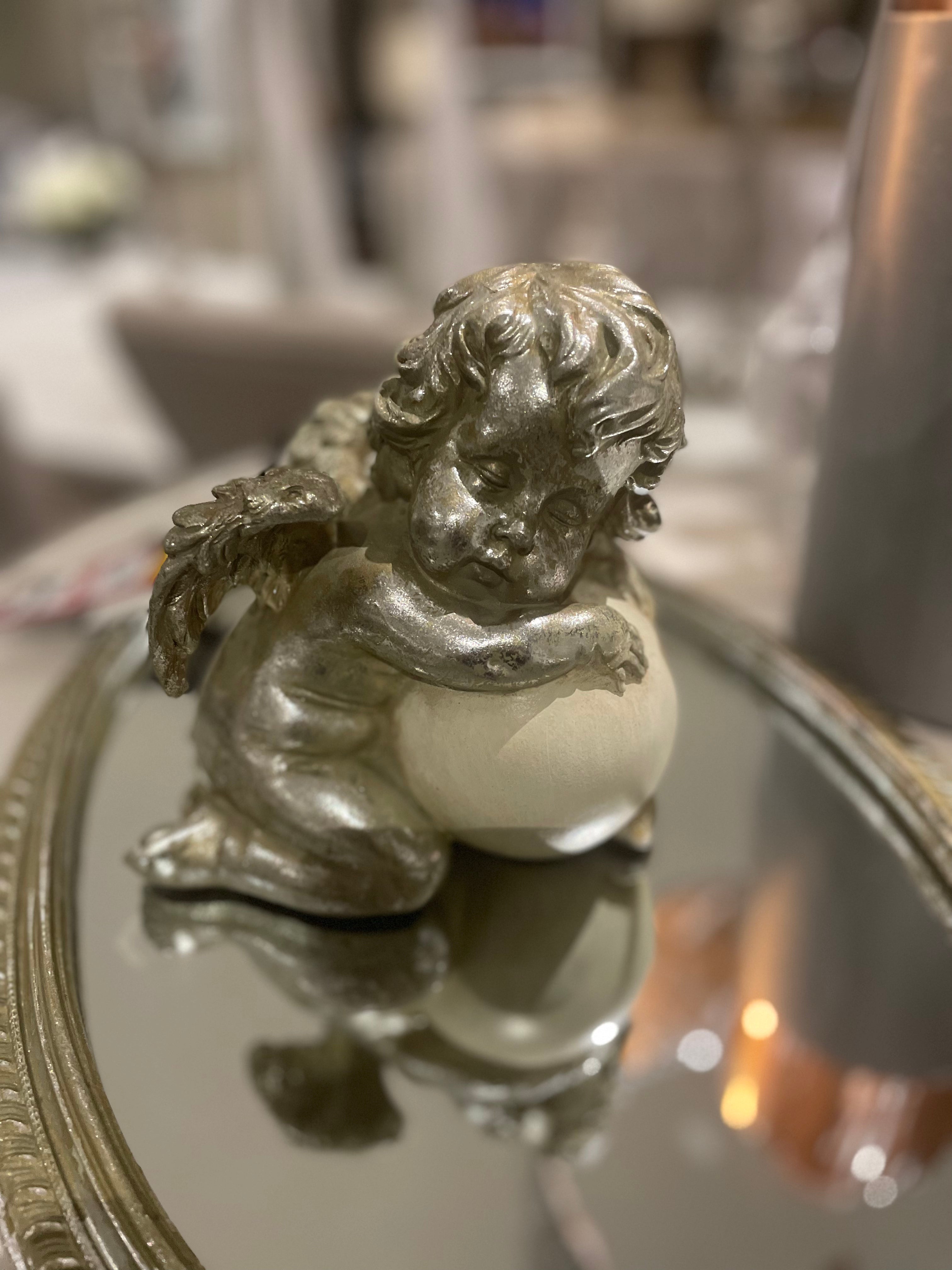 Cherub with white orb reduced-Renaissance Design Studio