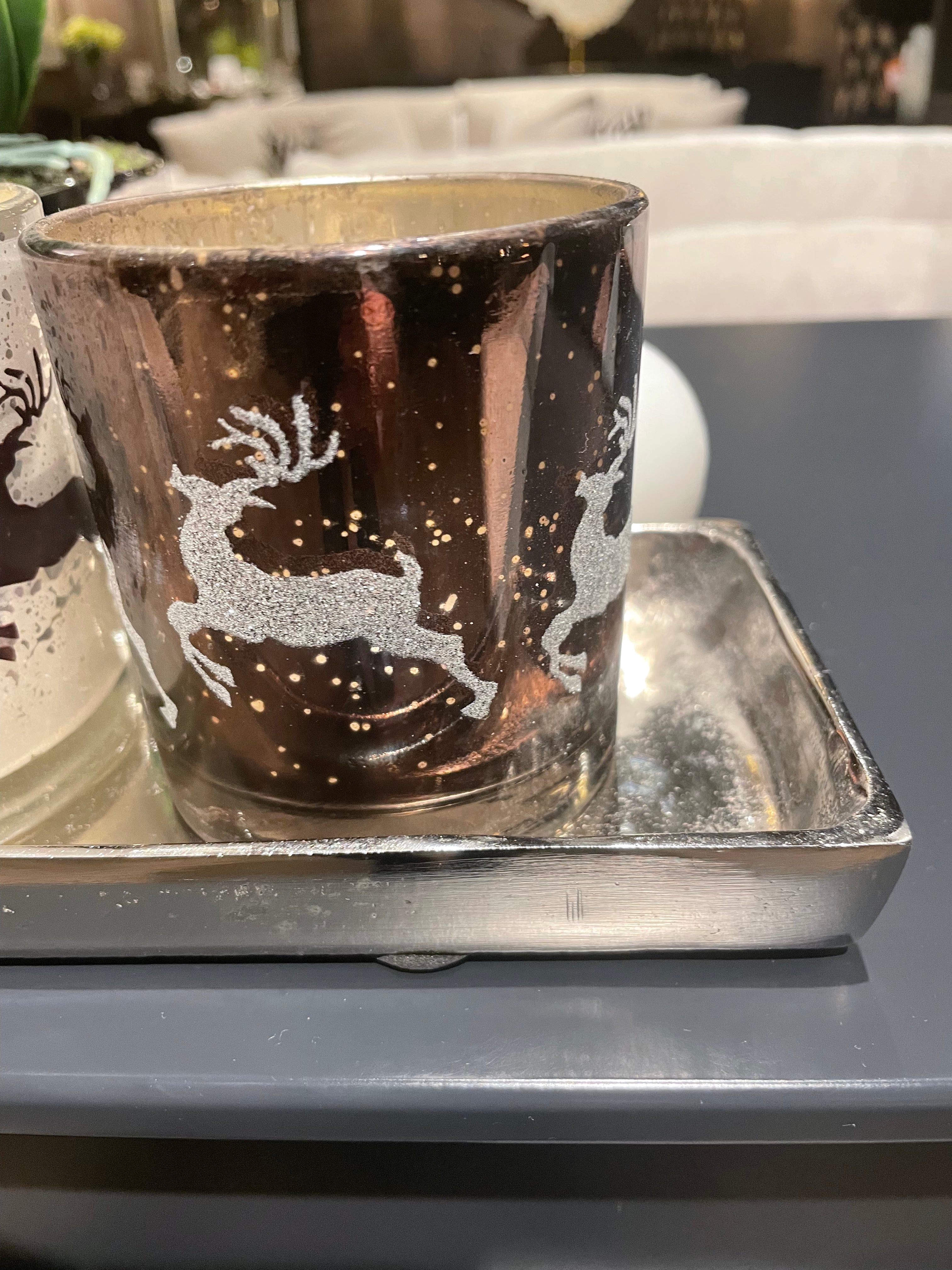 Christmas seasonal voitive with Deer 8 cm REDUCED-Renaissance Design Studio