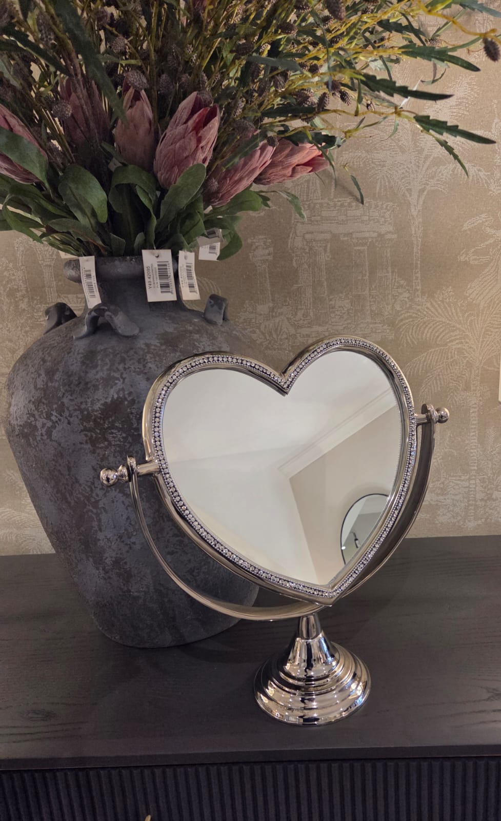 Chrome Love Heart Dressing Table Mirror - Reduced-Renaissance Design Studio