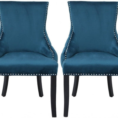 Marine Green Teal Luxurious Lucia Tufted Dining Chairs set of 2 for collection Half Price