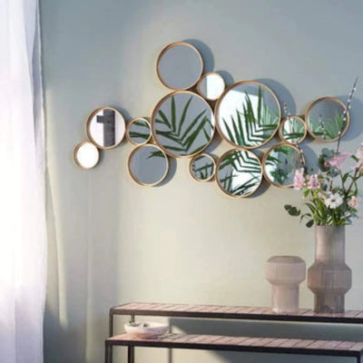 Circles Large Mirror In Gold - Reduced To Clear