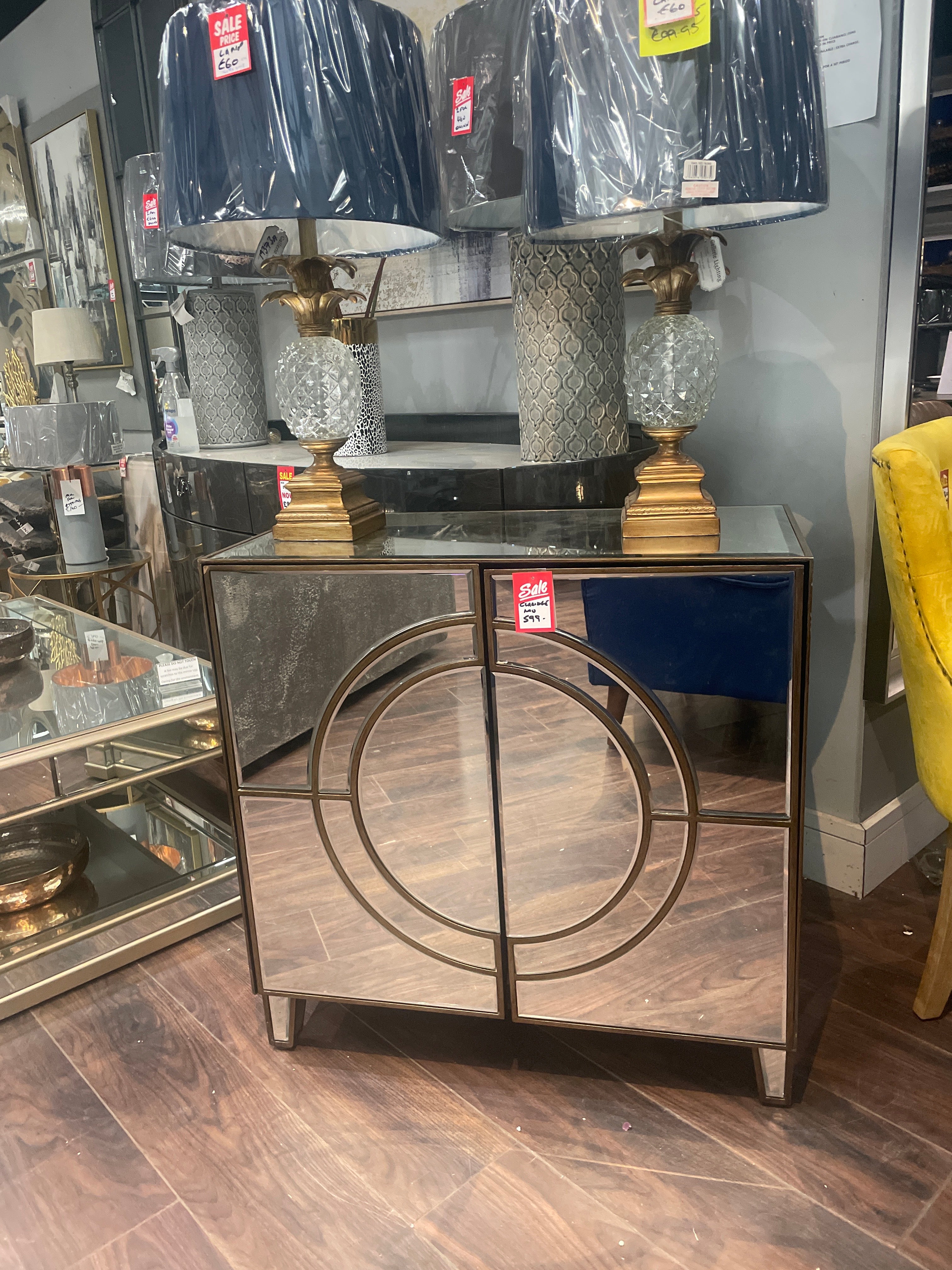 Claridge 2 door fabulous mirrored small sideboard / cabinet . unwrapped as ex display . View and pay Instore only-Sideboard-Renaissance Design Studio