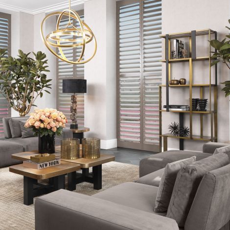 Clio wall unit in brushed brass by Eichholtz-Renaissance Design Studio