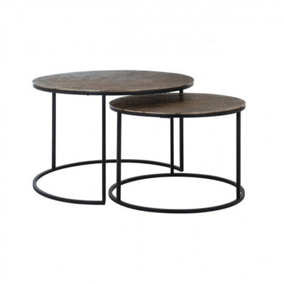Coffee table Alvor in champagne and black set of 2