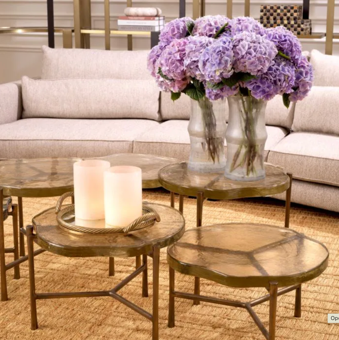 Coffee Table Baldovini set of 3 Vintage brass finish by Eichholtz-Renaissance Design Studio