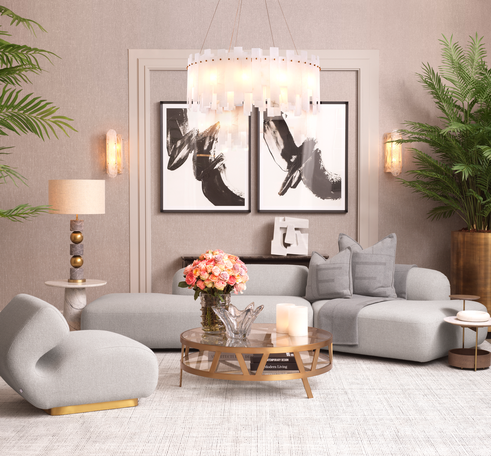 COFFEE TABLE BILLINGHURST SQUARE BRUSHED BRASS by EICHHOLTZ-Renaissance Design Studio