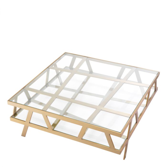 COFFEE TABLE BILLINGHURST SQUARE BRUSHED BRASS by EICHHOLTZ-Renaissance Design Studio
