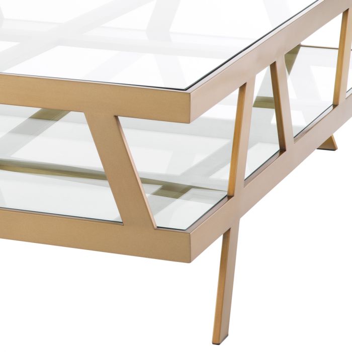 COFFEE TABLE BILLINGHURST SQUARE BRUSHED BRASS by EICHHOLTZ-Renaissance Design Studio