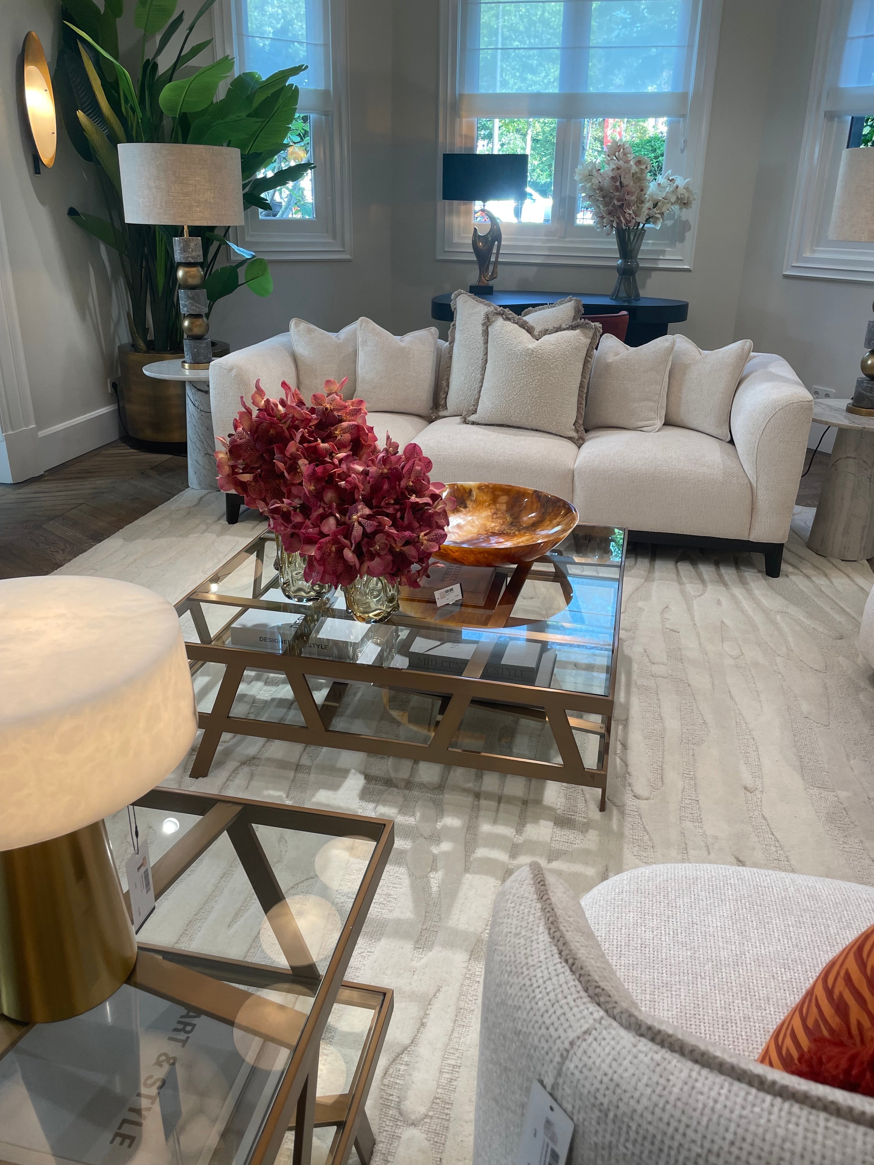 COFFEE TABLE BILLINGHURST SQUARE BRUSHED BRASS by EICHHOLTZ-Renaissance Design Studio