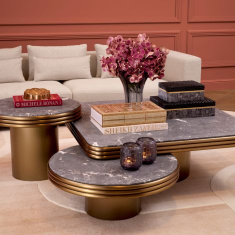 Coffee Table Marble and brass Claremore Round by Eichholtz-Renaissance Design Studio
