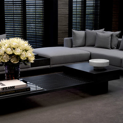 Coffee Table The Crest Charcoal grey oak veneer smoke glass by Eichholtz