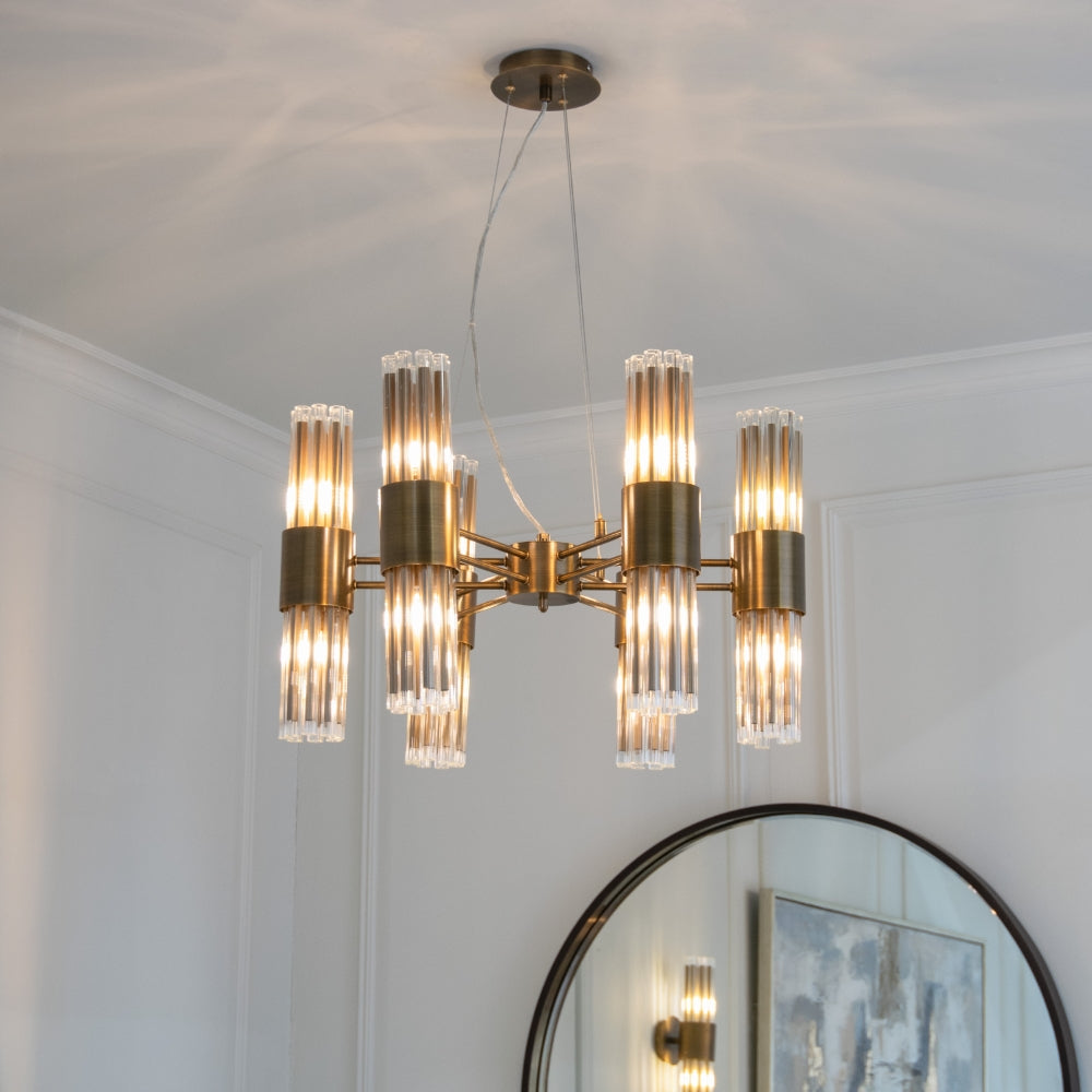 Colmar 6 Arm Chandelier In Antiqued Brass by RV Astley-Chandelierer-Renaissance Design Studio