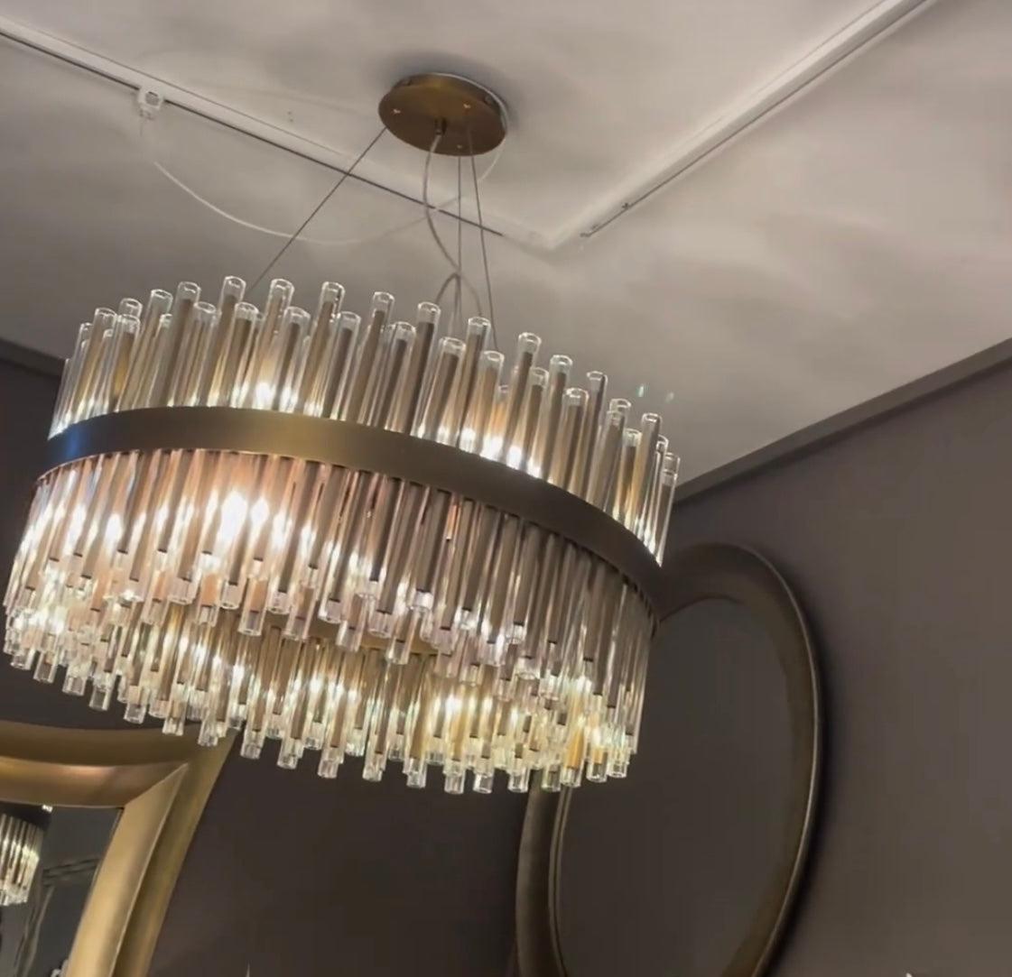 Camden Club 80cm Chandelier Brushed brass - Reduced-Renaissance Design Studio