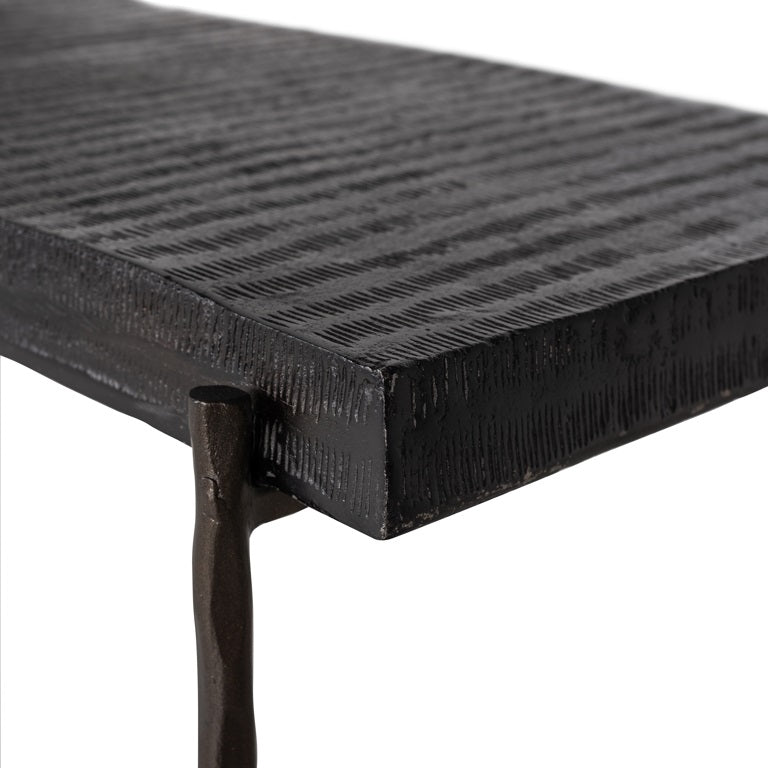 Console Table Ventana Black with distressed style top discontinued-Renaissance Design Studio