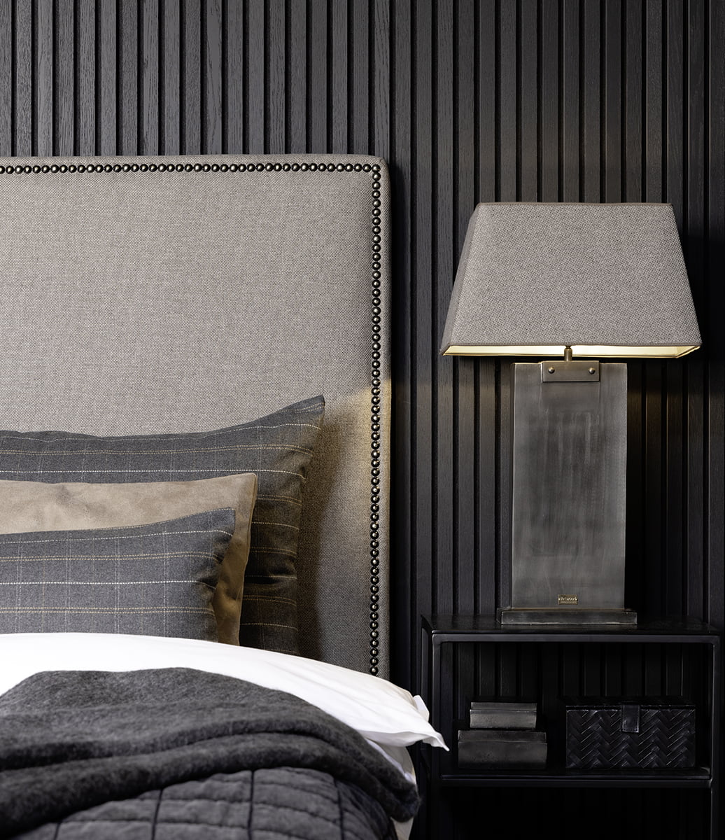 Copenhagen tall upholstered Headboard with stud detail-headboard-Renaissance Design Studio