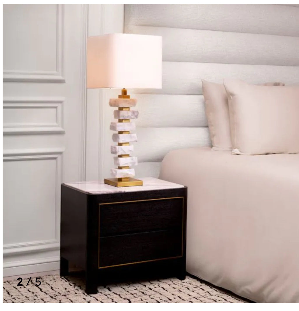 Corazon charcoal grey bianco lilac marble Nightstand by Eichholtz-Renaissance Design Studio
