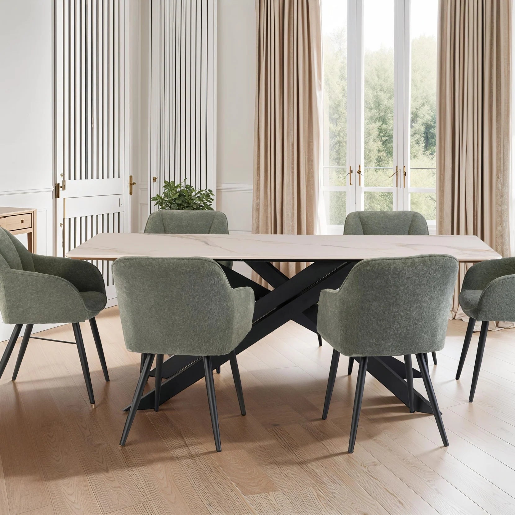 Cordon Dining Table 160 cm. Choice of colour top.-dining table-Renaissance Design Studio