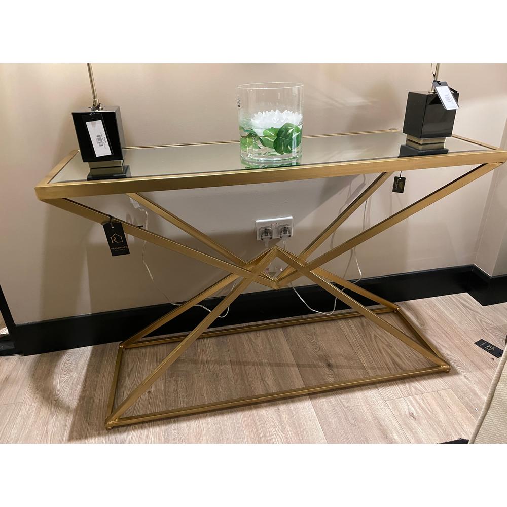 Corset Console Table in antiqued brushed Brushed Gold 100 cm-Renaissance Design Studio