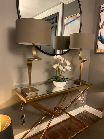 Corset Console Table in antiqued brushed Brushed Gold-Console Table-Renaissance Design Studio