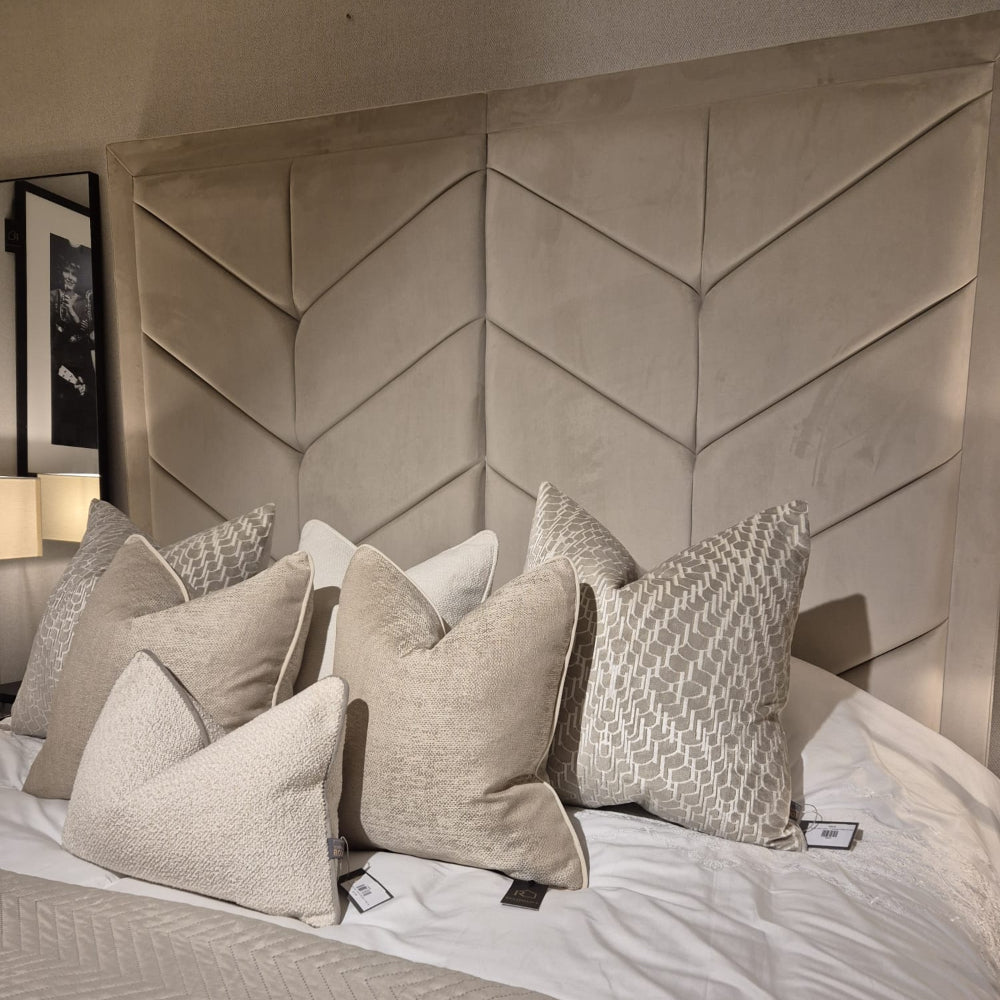 Custom made Chevron Bed with High Headboard-Renaissance Design Studio