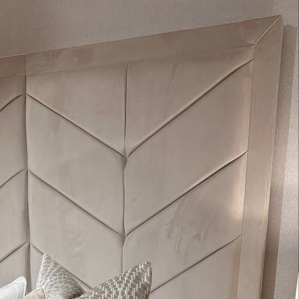 Custom made Chevron Bed with High Headboard-Renaissance Design Studio