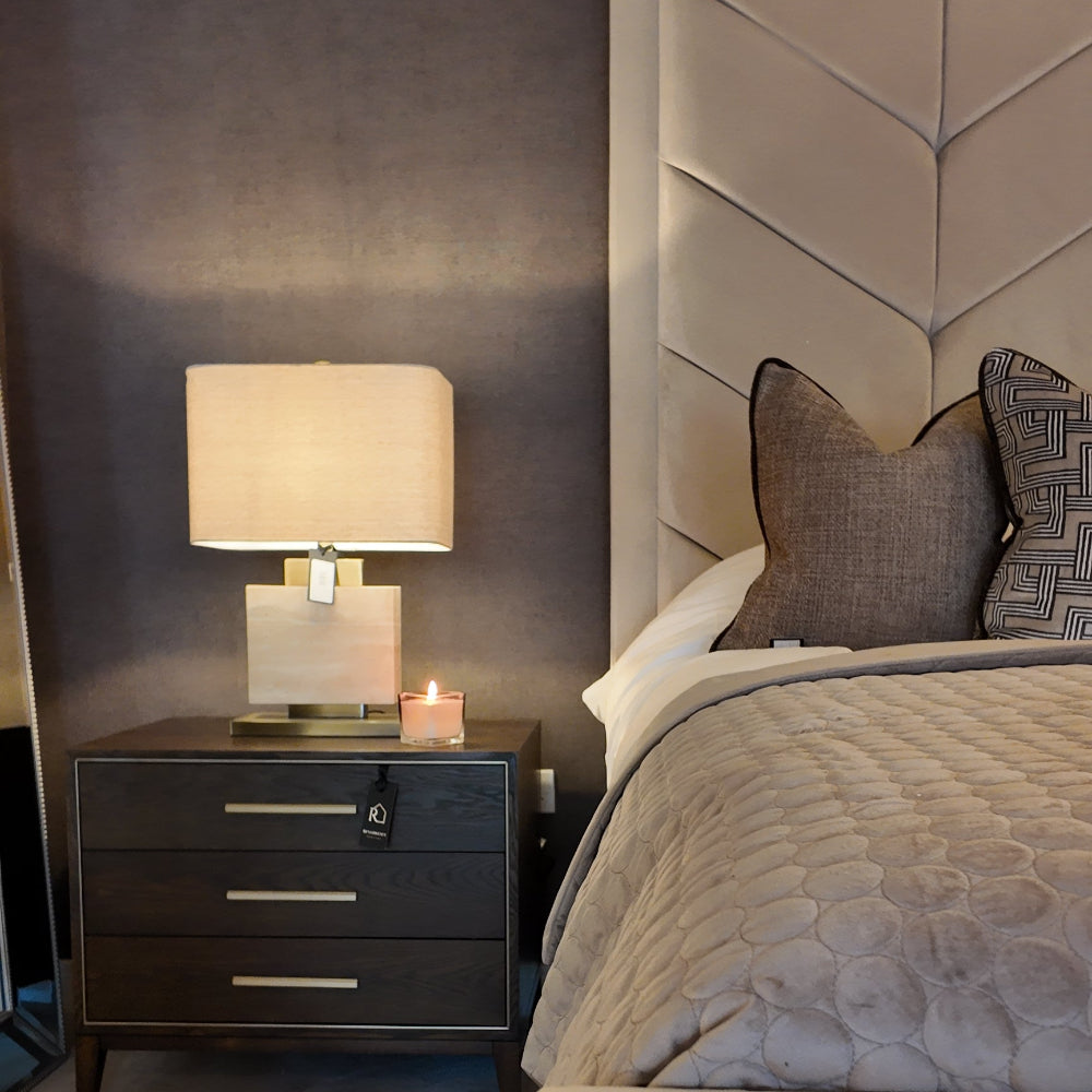 Custom made Chevron Bed with High Headboard-Renaissance Design Studio