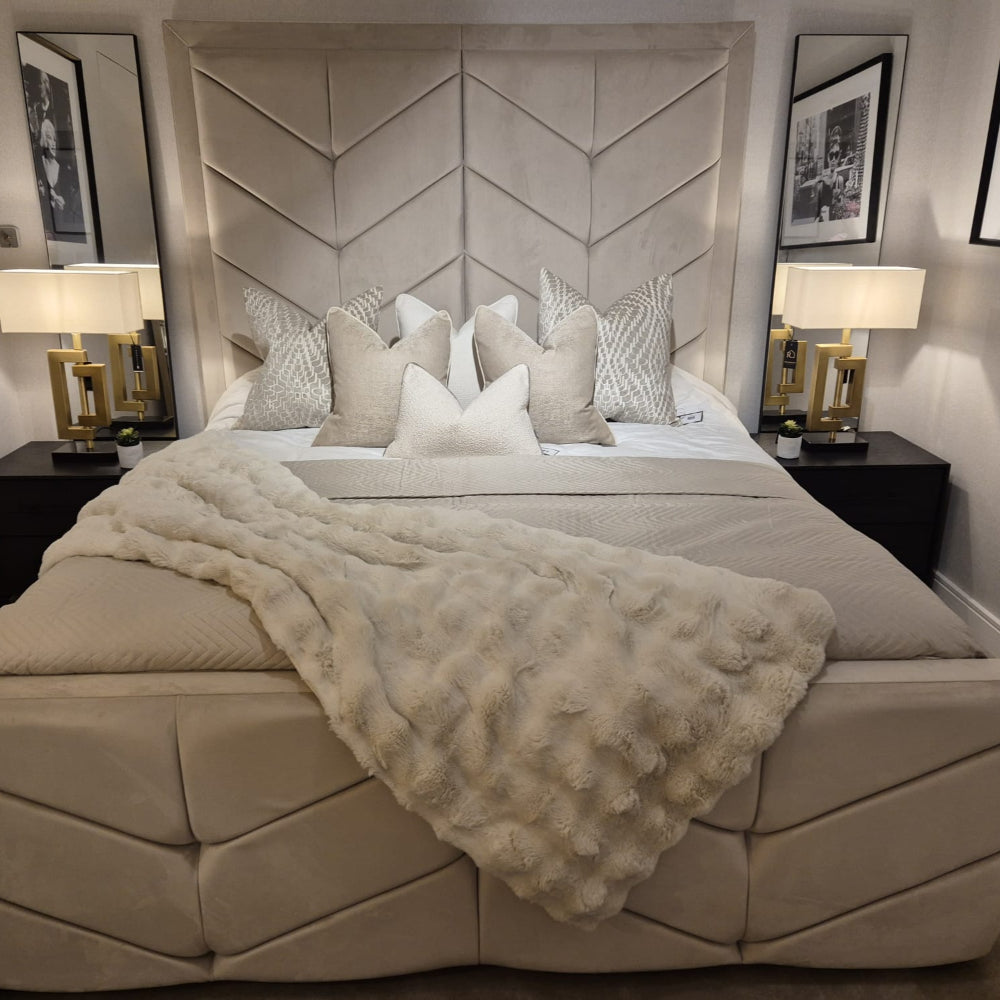 Custom made Chevron Bed with High Headboard-Renaissance Design Studio
