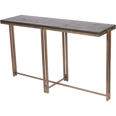 Darby Black Sandblasted Wood and Champagne Frame Console Table