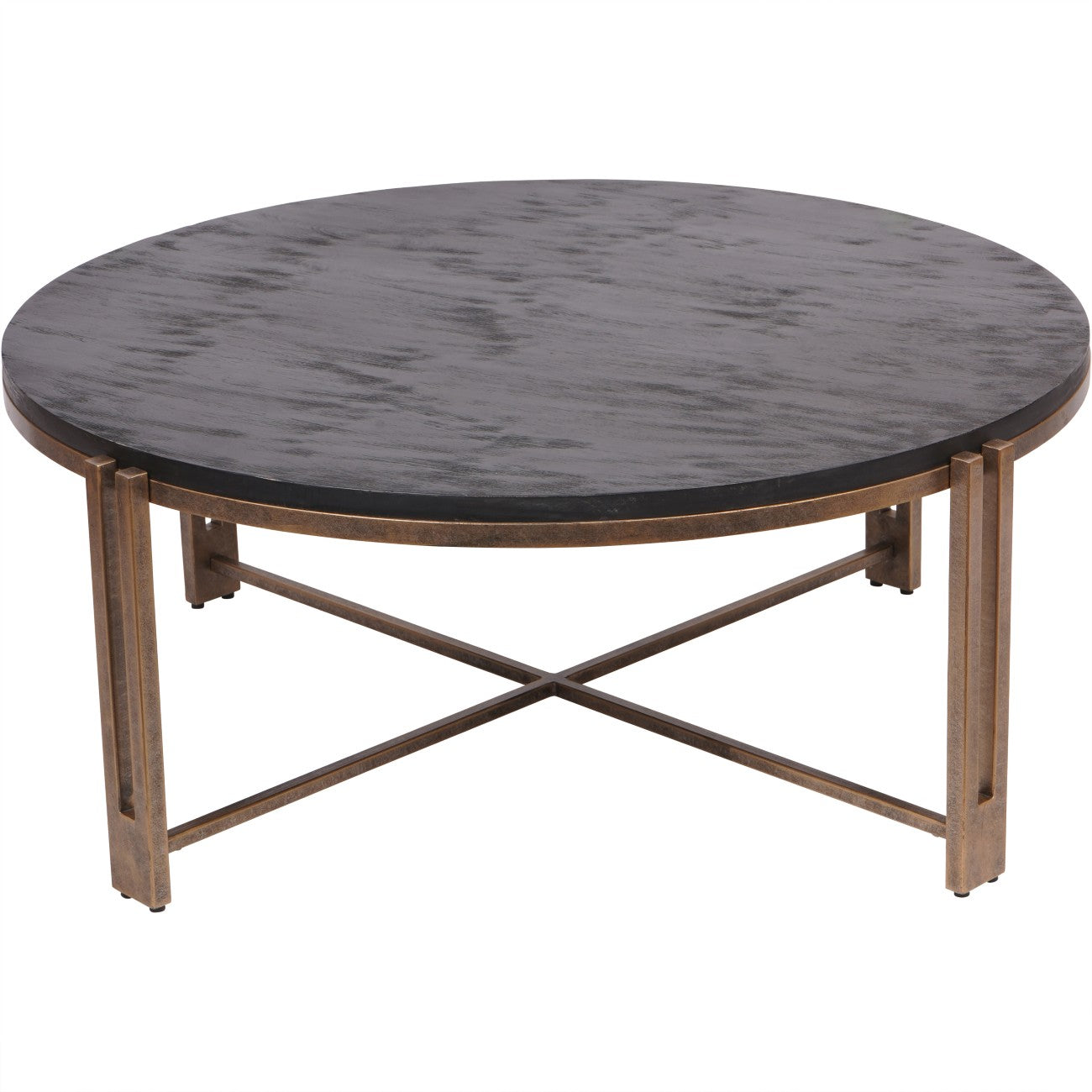 Darby Black Sandblasted Wood and Champagne Frame Coffee Table-Renaissance Design Studio