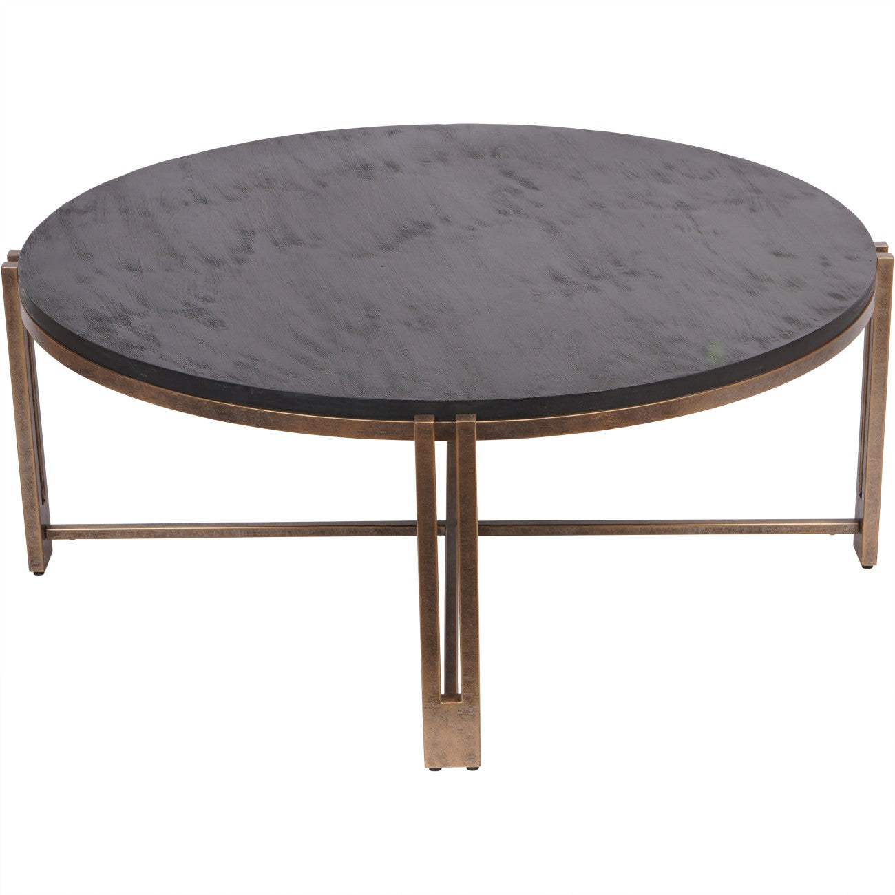 Darby Black Sandblasted Wood and Champagne Frame Coffee Table-Renaissance Design Studio