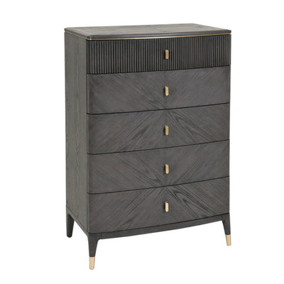 Darcy 5 Drawer Tall Chest Ebony & Stone (excess weight item)