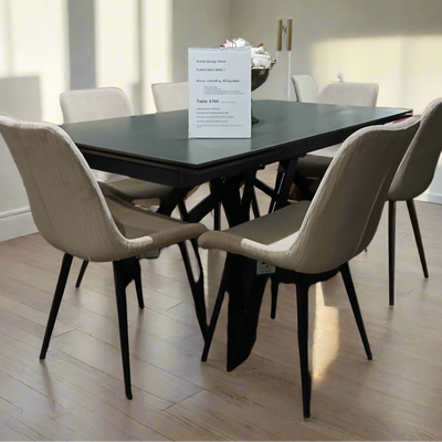 Darrell fabric dining chair in natural stone colour