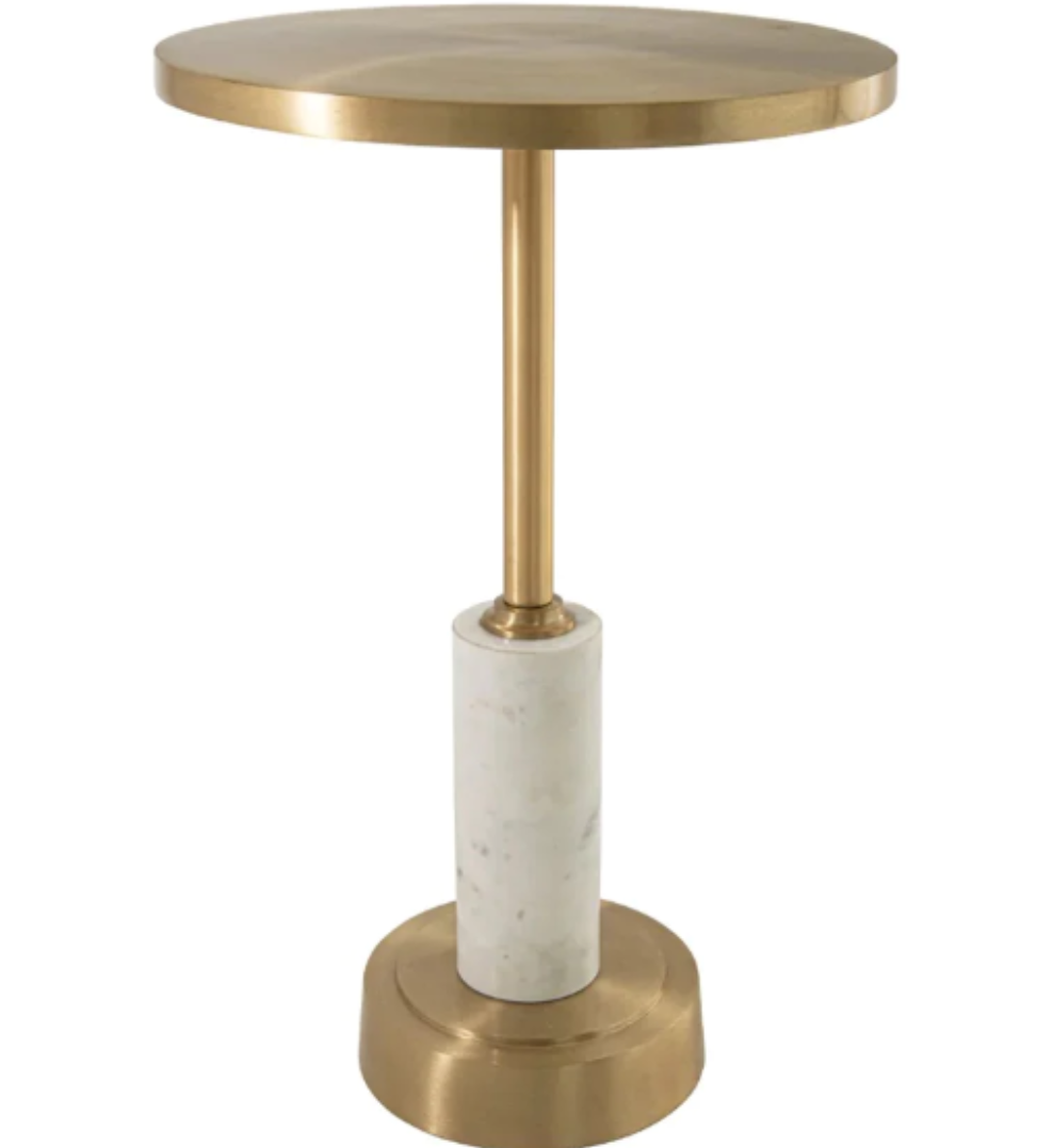 Deirdre round Side Table white and gold-Renaissance Design Studio