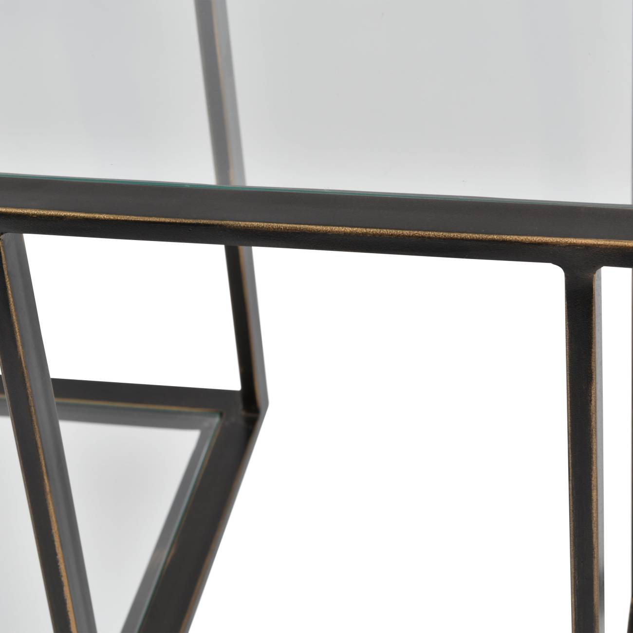 Deveraux Gilded Bronze Metal and Glass Console Table-console table-Renaissance Design Studio