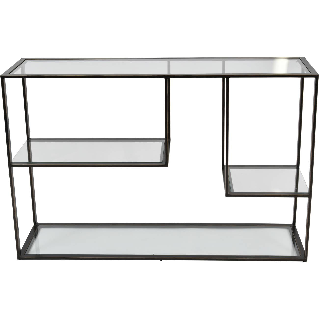 Deveraux Gilded Bronze Metal and Glass Console Table-console table-Renaissance Design Studio