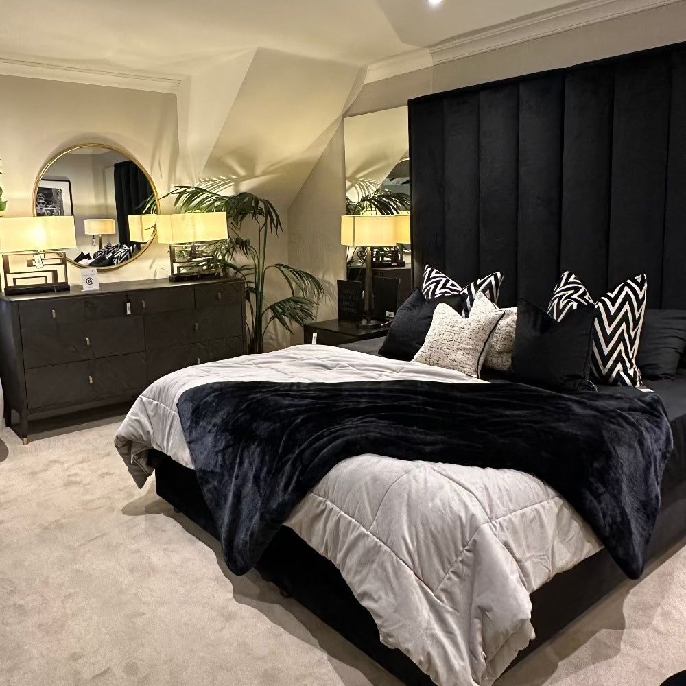 Delta Full wall height Emperor headboard XXL size . MEGA SALE item sold as seen in showroom-Renaissance Design Studio